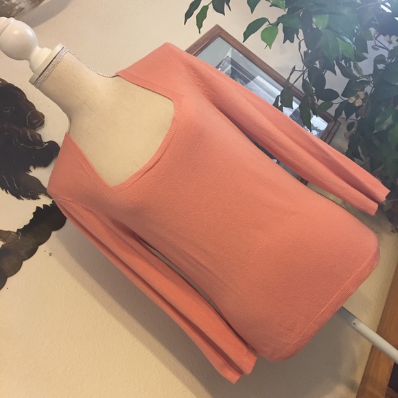 Hillard & Hanson coral pink soft stretchy sweater - Picture 2 of 6